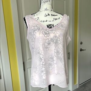 White House Black Market Sheer Floral Tank Top